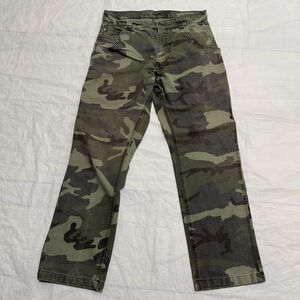 Craftsman Green Camo Canvas Carpenter Work Pants Size 34x32